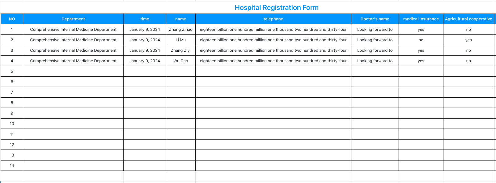 Hospital registration form 1